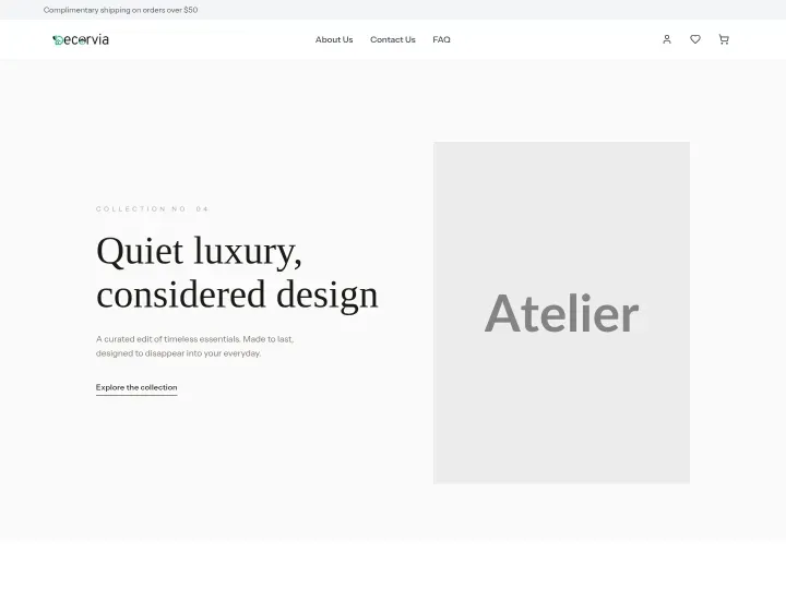 Atelier theme — Minimal luxury storefront design