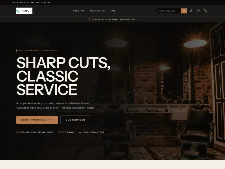 Fade theme — Barbershop storefront design