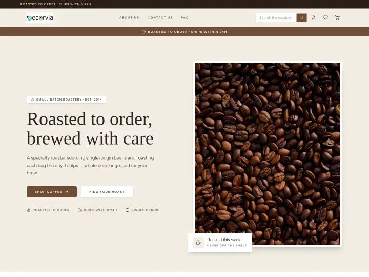 Roast theme — Coffee & tea storefront design