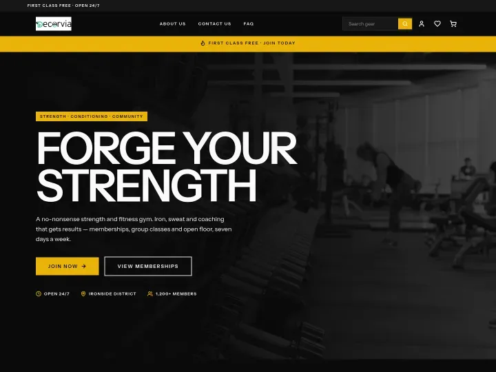 Forge theme — Gym storefront design