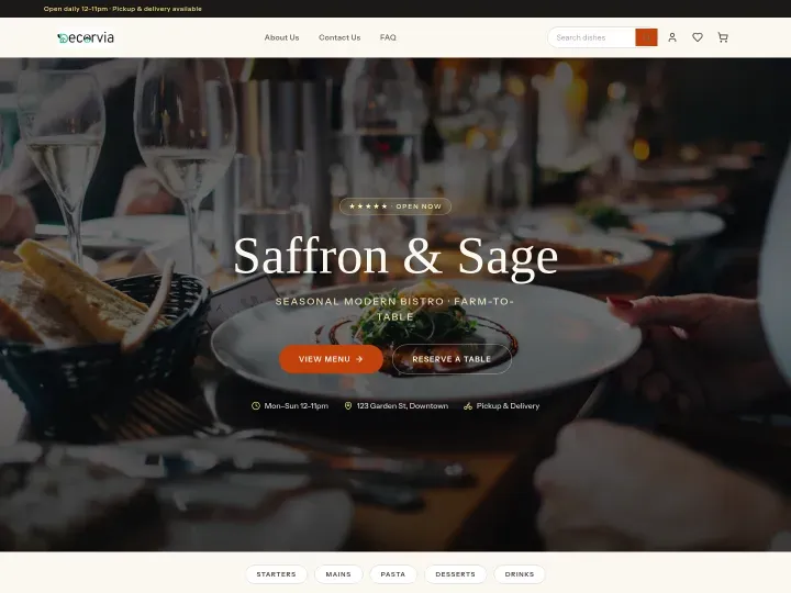 Mesa theme — Restaurant storefront design