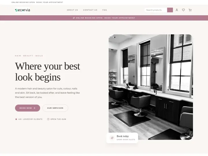 Lumière theme — Hair & beauty storefront design