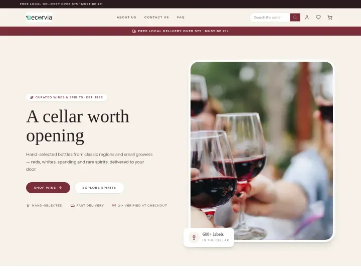 Cellar theme — Wine & spirits storefront design